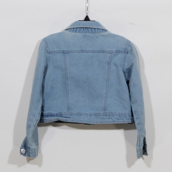 Limited Too Girls Light Blue Jean Button Down Crop Denim Jacket Size 5 - Picture 4 of 4